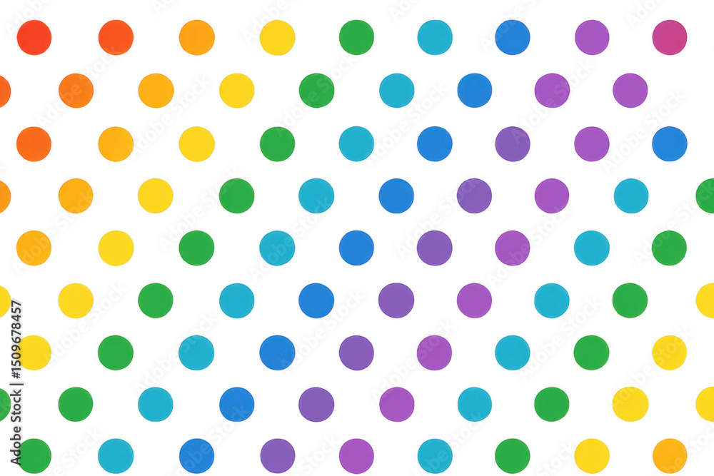 Poster vibrant rainbow polka dots form a cheerful and colorful pattern on a transparent background, ideal f