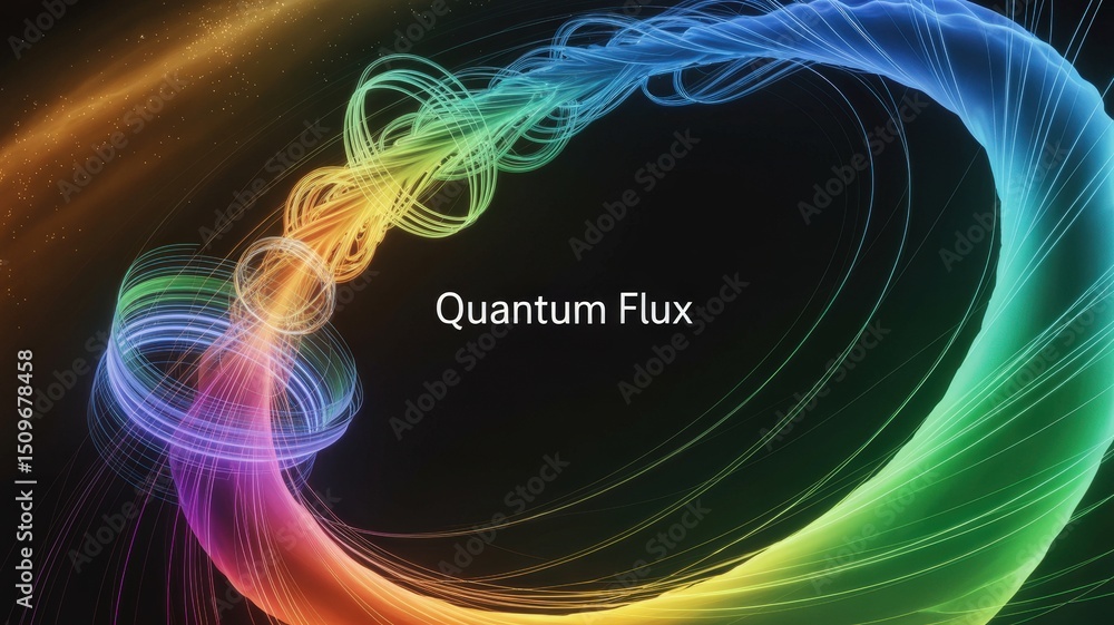 Poster dynamic quantum flux: a mesmerizing display of interwoven light and motion