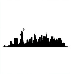 Naklejka premium skyline silhouette , black and white illustration isolated on white background