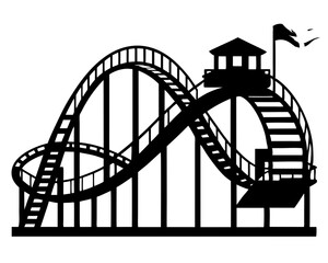 Roller Coaster with dynamic loops Silhouette Vector & Amusement Park Ride SVG Clipart