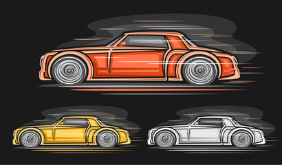 Vector colorful Coupe Cars set