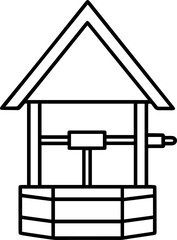 water well line art vector illustration