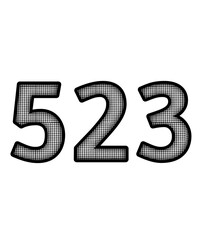 Black and white color numbers 523