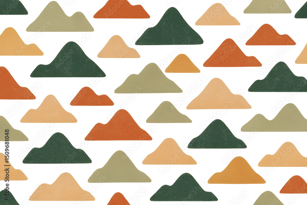 Poster seamless pattern featuring a stylized mountain range in various colors, ideal for backgrounds, texti