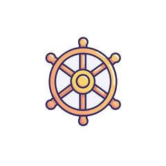 Obraz premium Colorful ship wheel design. PNG image, transparent background