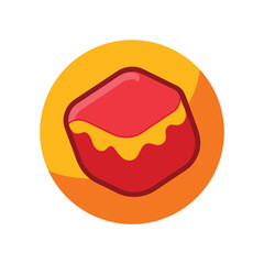 Obraz premium Jelly Filled Candy Icon with Bite and Visible Filling