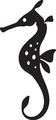 Decorated seahorse silhouette striking look, Seahorse with pattern black and white art