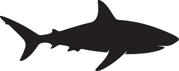 Fototapeta premium Shark silhouette simple design black, Minimal shark profile clean vector