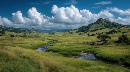 Fototapeta premium Serene Landscape of Khoisan Mountain Range Valley 
