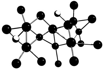 Obraz premium Abstract molecular structure displaying interconnected nodes in black and white design