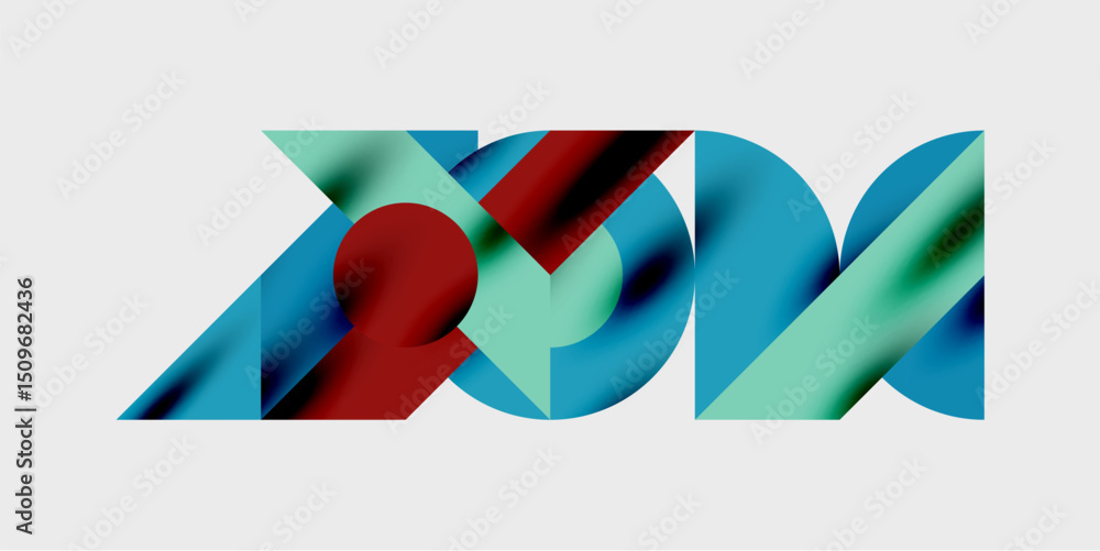 Aufkleber abstract geometric shapes, vibrant colors blend. design features overlapping triangles, circles, dyn