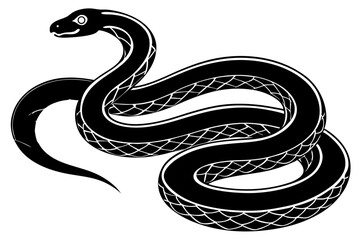 Graceful black and white snake illustration suitable for versatile design purposes