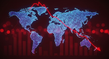 World Map Global Economic Crisis Abstract Graphic Business Finance
