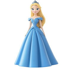 Fototapeta premium Beautiful princess figure in blue gown. PNG image, transparent background