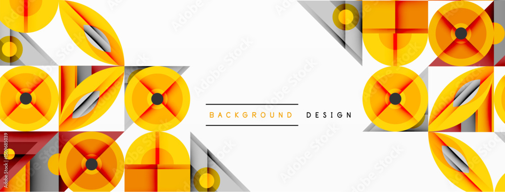 Aufkleber Abstract geometric pattern. Orange, gray tones create modern background. Repeating floral shapes, dynamic composition. Simple design elements.
