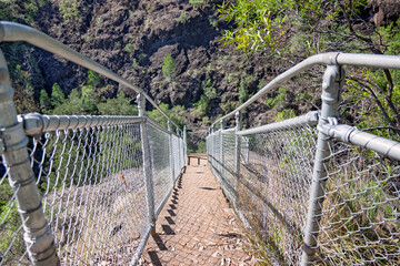 steps and handrails down to small viewing platform, Kinbombi falls, Goomeri Queensland