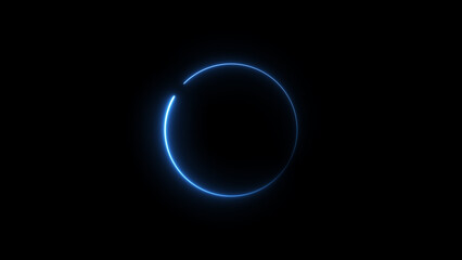 Abstract beautiful blue line loading circle illustration. black background HD 4k illustration.