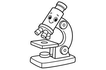 Cartoon Microscope Coloring Page for Kids – Science Education Printable