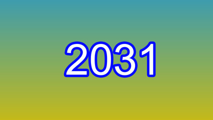 New Year 2031 illustration. 2031 number text yellow and green background illustration. and creating a stunning 4k illustration.
