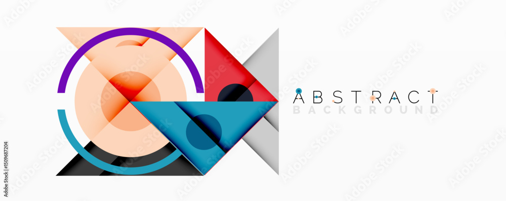 Aufkleber colorful abstract design features geometric shapes, circles, squares, triangles. modern composition 