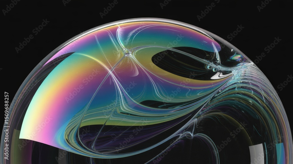 Poster iridescent soap bubble revealing a universe of swirling colors and intricate light patterns macro sh