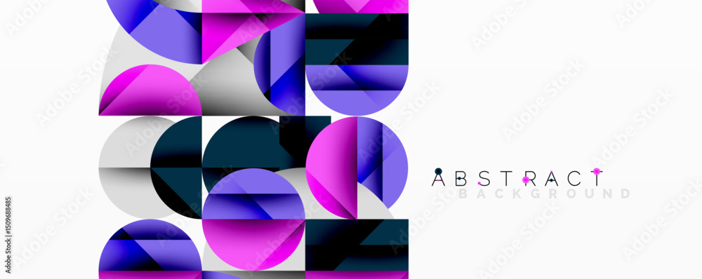 Aufkleber modern geometric pattern. overlapping circles create dynamic visual effect. purple, blue, pink hues 