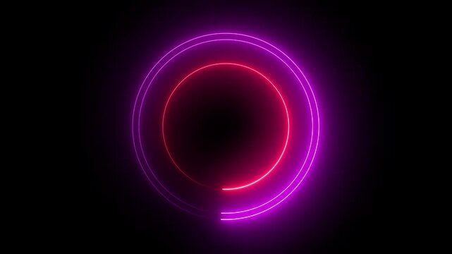 Glowing neon lights ellipse tool icon on black background.