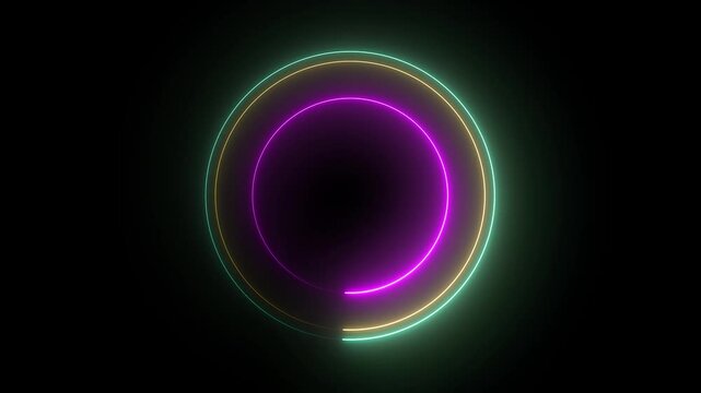 Glowing neon lights ellipse tool icon on black background.