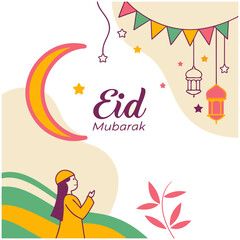 Decorative eid moon for holy festival background