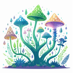 A surreal vector set of alien flora—great for games, posters, and world-building art.