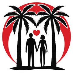 Valentine s day silhouettes line art vector design