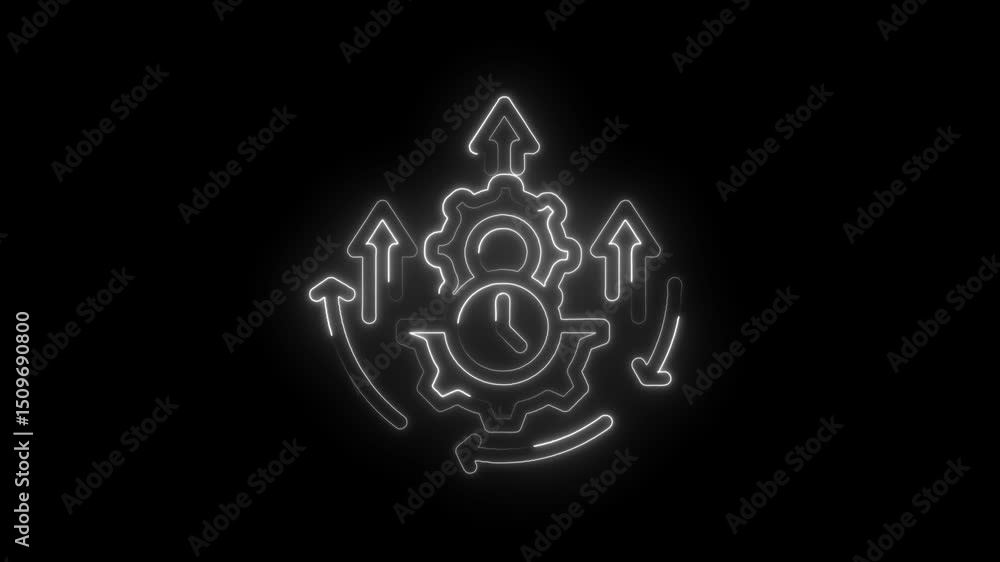 Aufkleber automation technology gears clock and arrow combination futuristic design glow effect isolated on bl