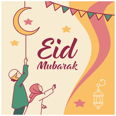 Decorative eid moon for holy festival background