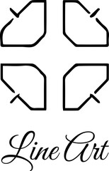 Abstract Cross Outline Design,  Abstract Geometric Shape