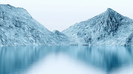 Ice-covered mountains reflected in a still lake