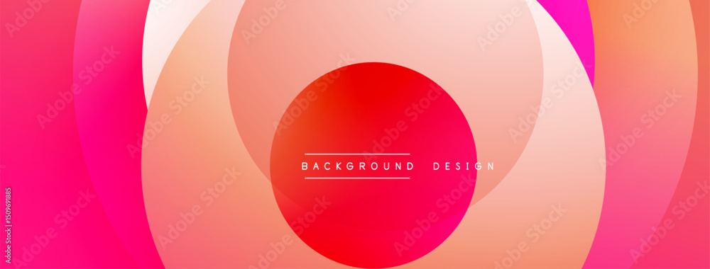 Fototapete Abstract pink design features overlapping circles. Gradient shades create dynamic visual effect. Text reads background design. Simple, modern aesthetic.