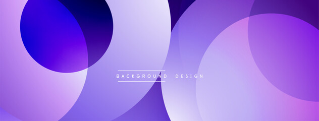 Abstract geometric shapes overlap, creating vibrant purple, white gradients. Modern design suitable for backgrounds, presentations.