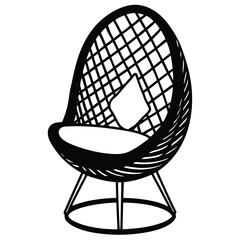 Boho mini woven egg chair silhouette with cushion design