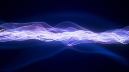 Abstract glowing waves in violet and white colors on dark background