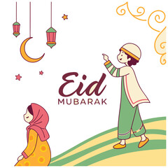 Decorative eid moon for holy festival background