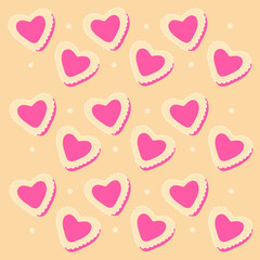 Vector seamless pattern with pink hearts.
