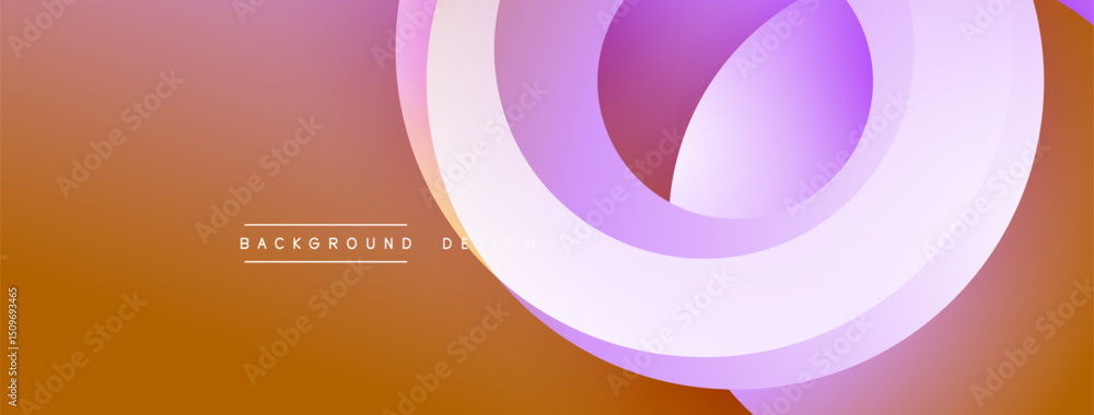 Poster Abstract design features layered curves, gradient colors. Orange, purple hues create modern visual effect. Smooth shapes suggest movement, depth.