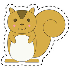 ほっこりした表情のシンプルなリスのイラスト