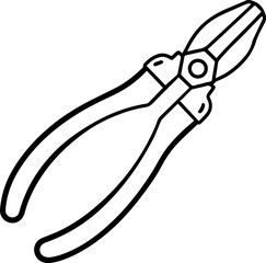Pliers outline vector illustration, line art