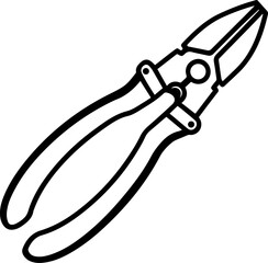 Pliers outline vector illustration, line art