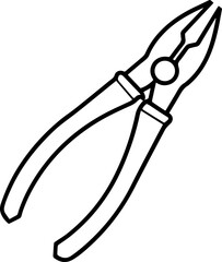Pliers outline vector illustration, line art