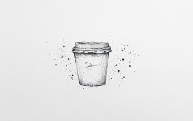 Ink drawing of a disposable coffee cup