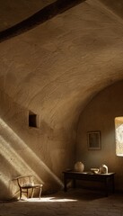 Interior shot, sunlit room