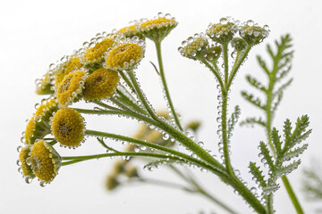 Fototapeta premium Dew-Kissed Tansy: Hyperrealistic Floral Beauty