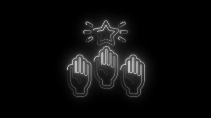 Luminous hands reaching for a star concept glowing with success and achievement in neon - Powered by Adobe